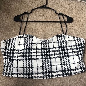 Black and White Plaid Crop Top Cami